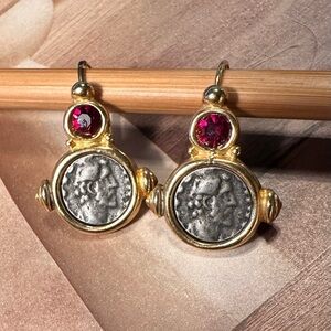 Gold and Silver Coin Drop Earrings